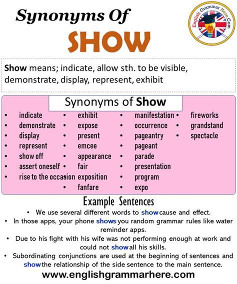 show synonym|similes for shows.